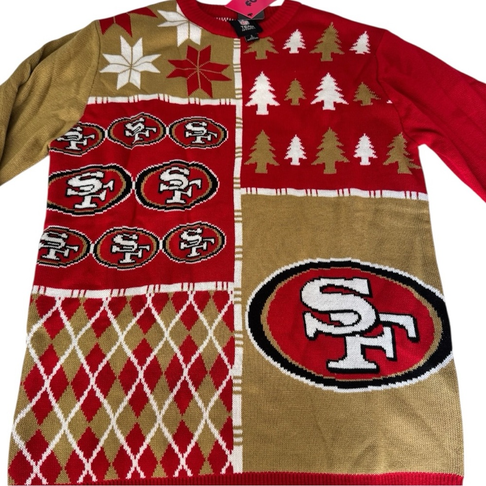 San Francisco 49ers FOCO NFL Busy Block Ugly Sweater Size S NWT - Picture 5 of 8